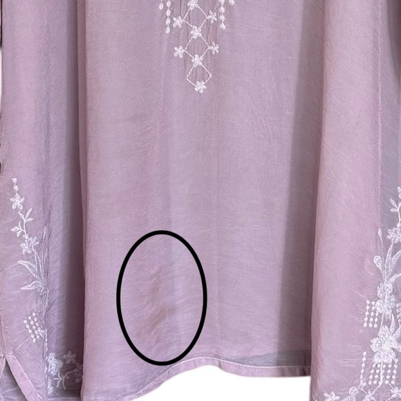 Johnny Was Lilac Blush Embroidered Round Neck Long Sleeve Tunic Women's Size XL - Picture 11 of 12
